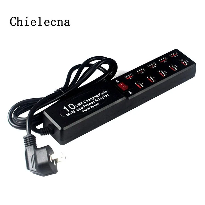Chielecnal DC 5V 10 Ports USB Charging Station Smart Bus Charger Power Socket Adapter for Cell Phone | Компьютеры и офис