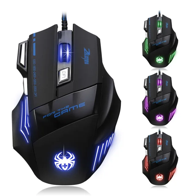 ZELOTES Promotion 5500DPI LED Optical 7D USB Wired Gaming Mouse 7 Buttons Game Pro Gamer Computer Mice For PC Laptop High Qualit