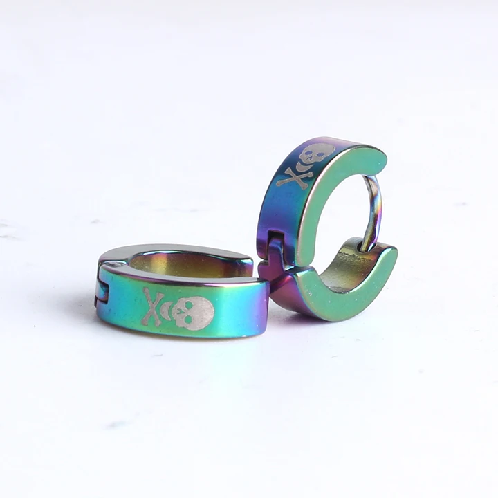 

free shipping 4mm Colorful Skull head 316L Stainless Steel Stud Earrings for men women wholesale