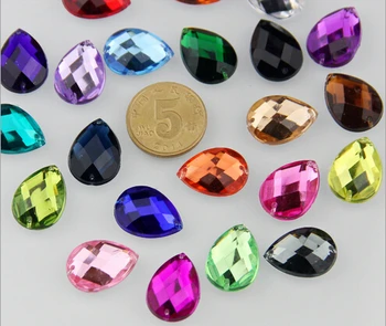 

Free shipping~! 1000pcs/bag 13*18mm Tear Drop Acrylic sew on Beads / Stones flat back,DIY Handmade garment Jewelry Decoration