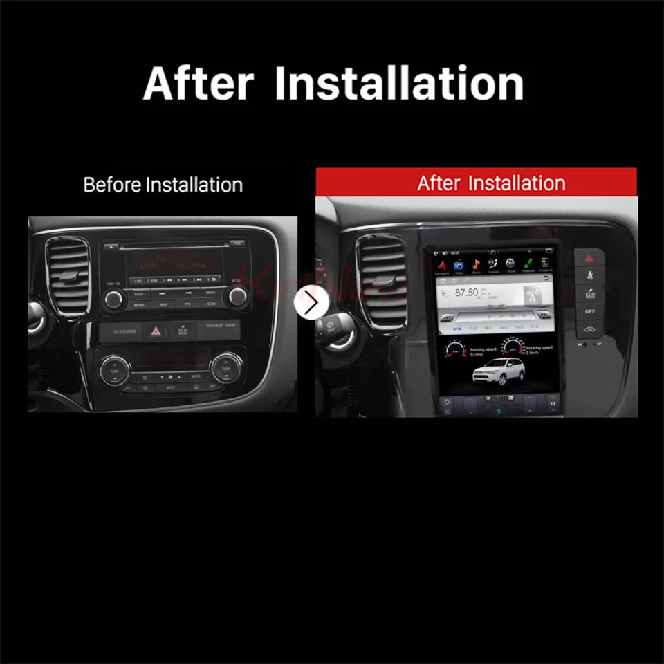 Best KiriNavi Vertical Screen Tesla Style Android 6.0 10.4 Car Multimedia Player For Mitsubishi Outlander Radio Navigation SystemsGPS 5
