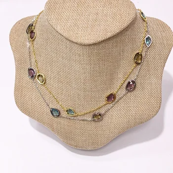 

Hot Middle East Fine Jewelry Colorful Jewelry For Women Crystal Candy-color Rose Gold Necklace Cute Party pendants Necklace