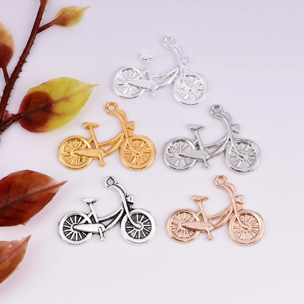 Wholesale 50pcs/pack Metal Bicycle Bike Floating Locket Mix Color Mini Charms Antique Vintage ...