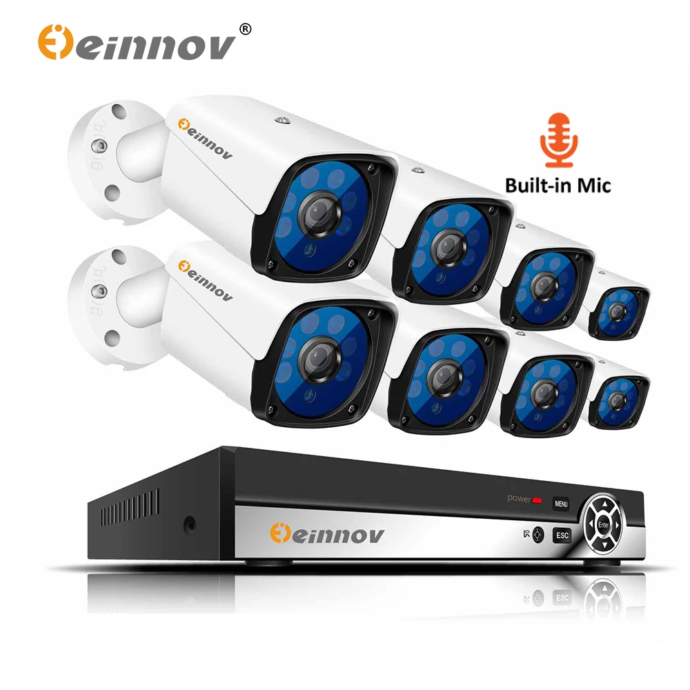 Einnov H.265 8CH NVR CCTV Аудио Системы видео Камеры Скрытого видеонаблюдения 1440 P 3MP