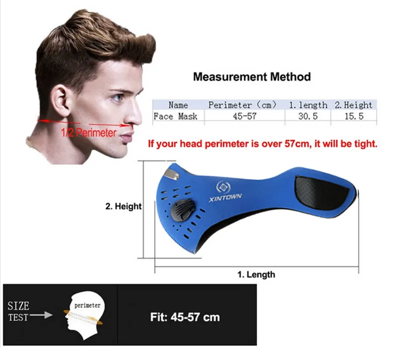 XINTOWN Велоспорт маска с фильтром Для мужчин активированный уголь воздуха половины лица пыле велосипед обучение маска Mascarilla Полво