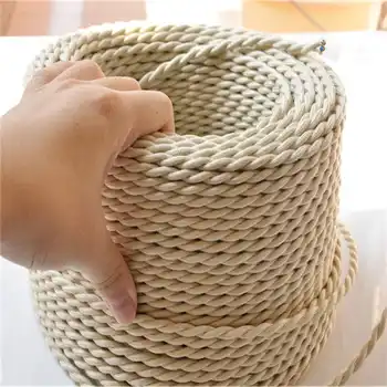 100m/lot 2*0.75 Copper Cloth Covered Wire Vintage Style Edison Light Lamp Cord Grip Twisted Fabric Lighting Flex Electric Cable