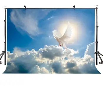 

7x5ft Peace Dove Backdrop Blue Sky White Clouds Peace Dove Photography Background and Studio Photography Backdrop Props