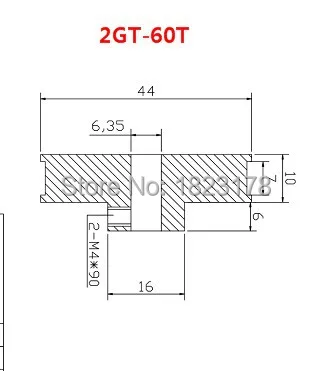 Высокое качество 1 шт. зубчатый шкив GT2 60 зубьев 6,35 мм Диаметр ремня ширина 6 мм 2GT 60 зубьев 60 Зуб