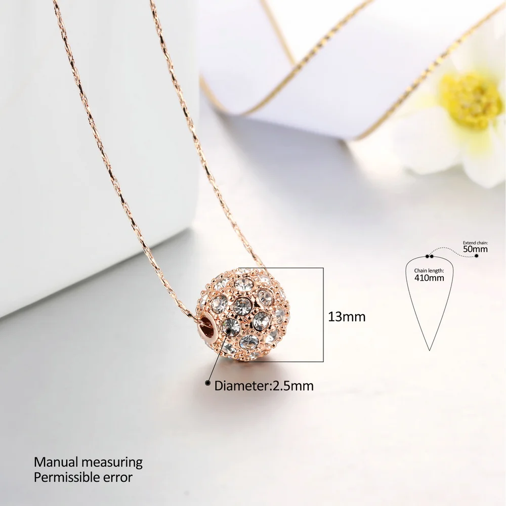 Double Fair Beads Charm Necklaces & Pendants For Women Silver/Rose Gold Color Fashion Women's Jewelry Crystal Snake Chain DFN252