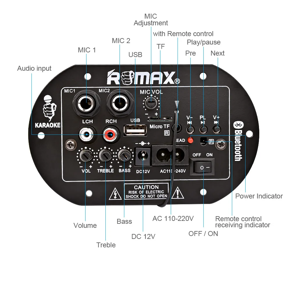 AIYIMA Bluetooth сабвуфер усилитель аудио доска микрофон Bluetooth усилитель мощности автомобильный домашний 12 В 220 в автомобильный домашний звуковой кинотеатр