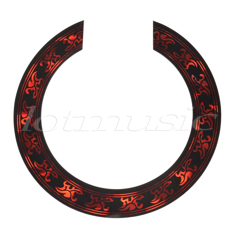 Наклейка для акустической и классической гитары Soundhole Rosette черные с красным