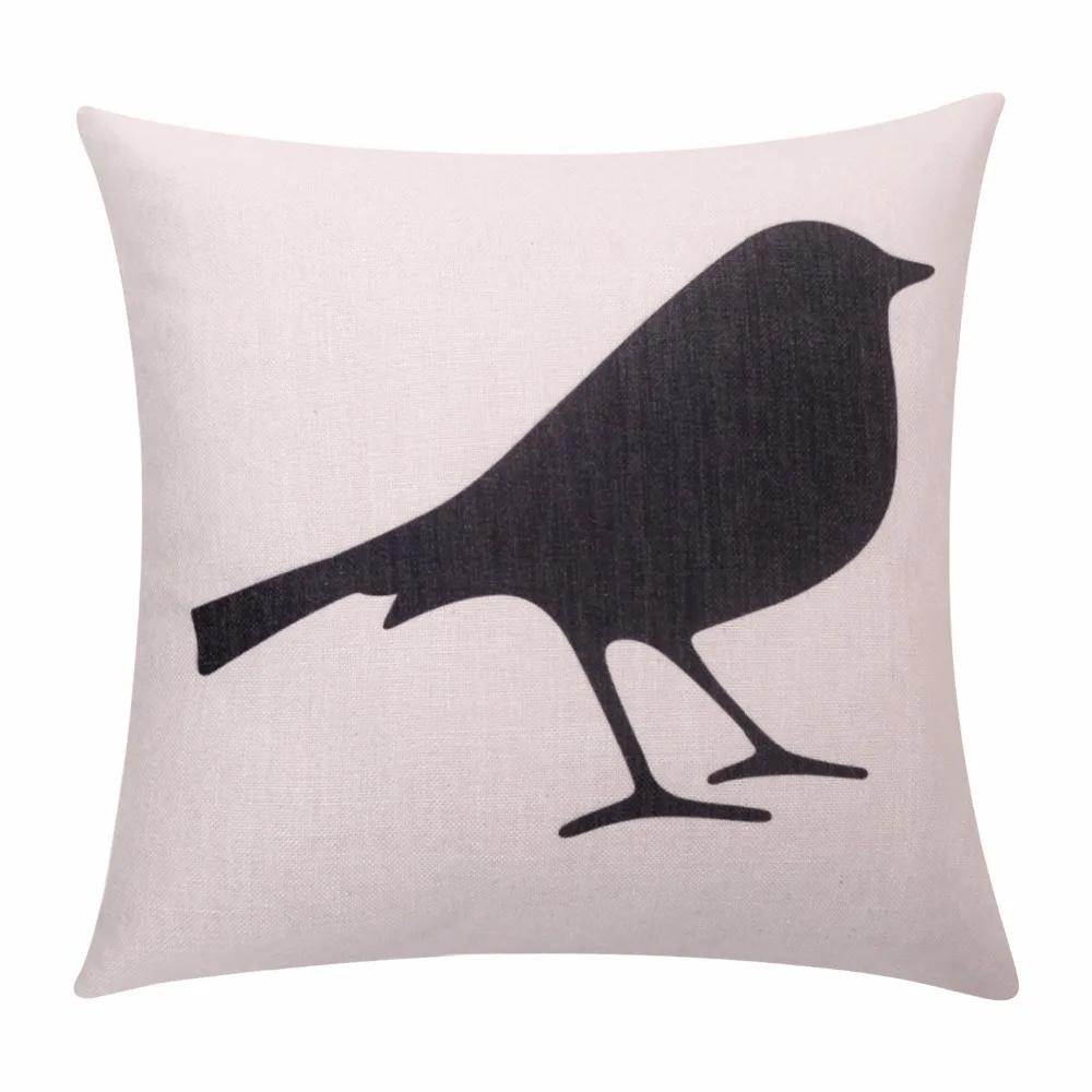 Printed Bird Cushion Cover Bird Silhouette Decorative Pillow Cases