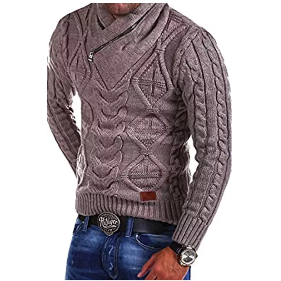 

Sweater Men 2018 New Arrival Casual Pullover Men Autumn turtlen Neck metal button Quality Knitted Brand Male Sweaters Plus Size