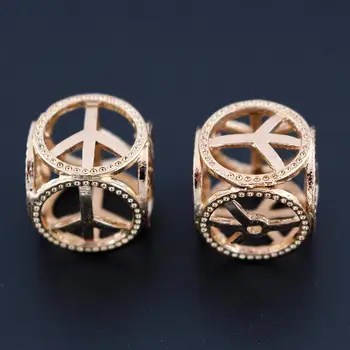 

Metal Spacer Beads Square Hollow Peace Symbol Pattern Hole Size 2mm Quality European Charm Beads for DIY Fashion Jewelry Making