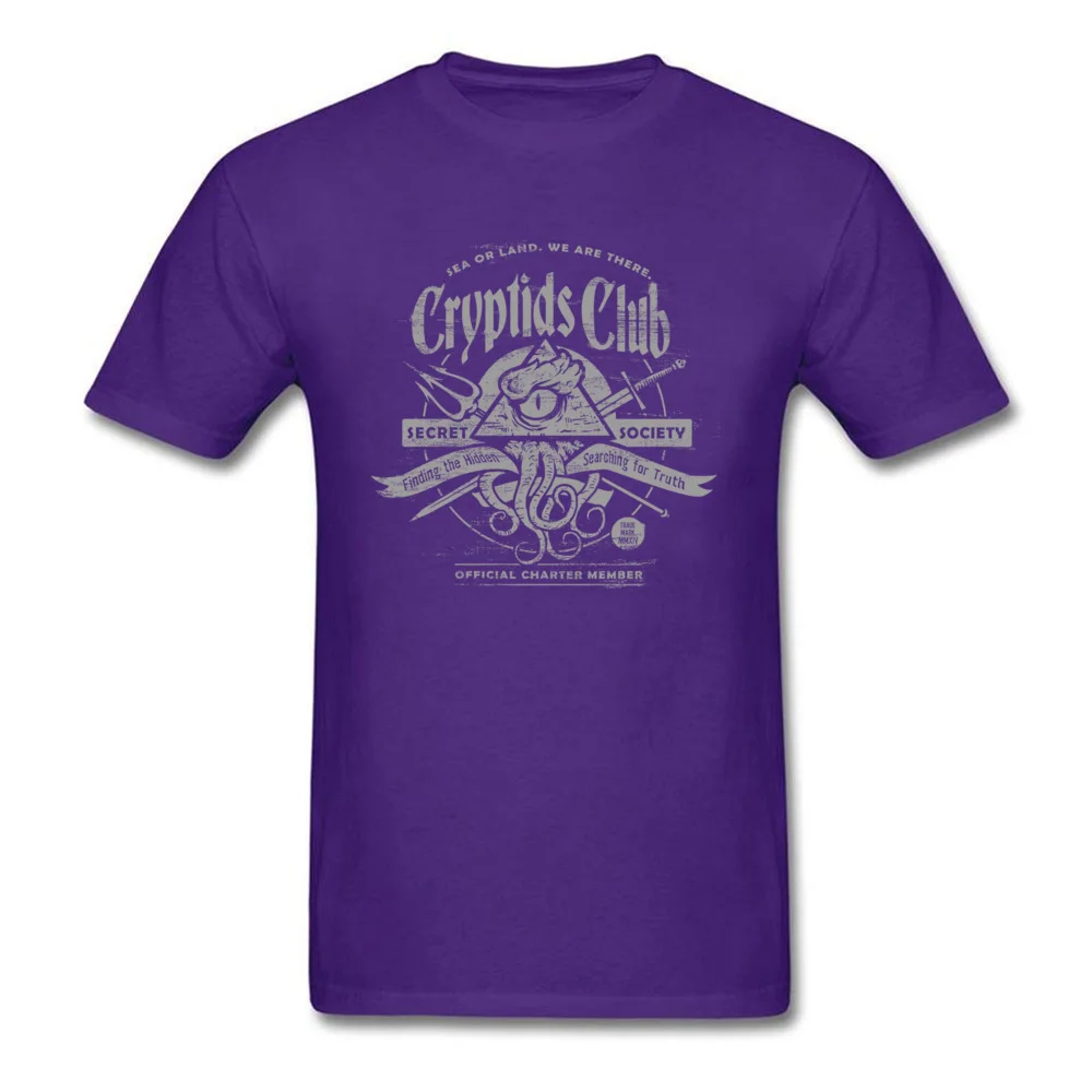 Street Top T-shirts Fitted Crew Neck cryptids club 6084 All Cotton Men Tops Shirts Printed Short Sleeve Sweatshirts cryptids club 6084 purple