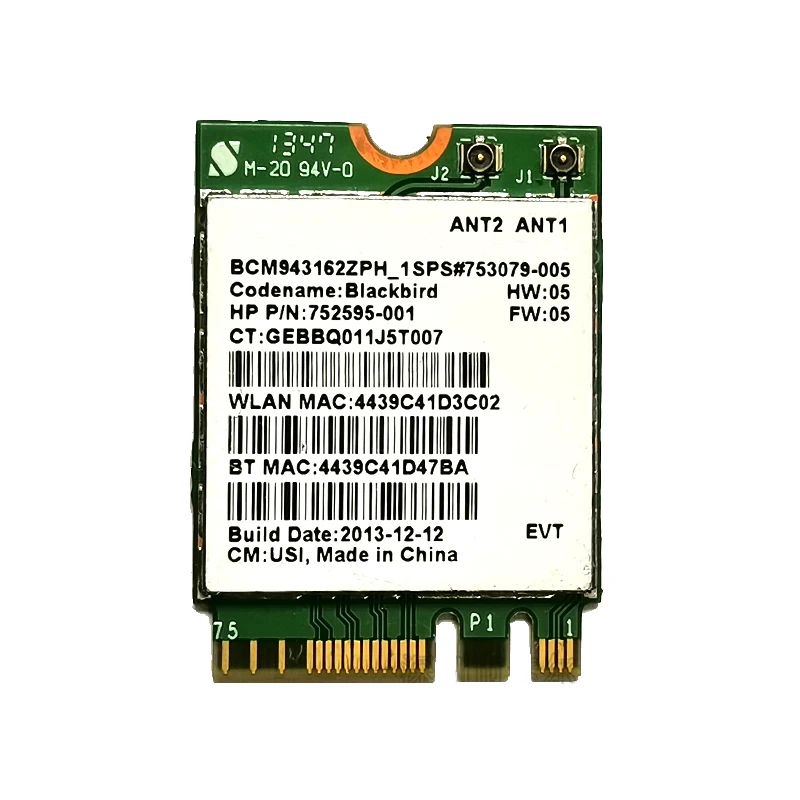 Сетевая карта Broadcom BCM943162ZP BCM943162 433 Мбит/с 802.11ac a/b/g/n NGFF два диапазона 2 4 ГГц +