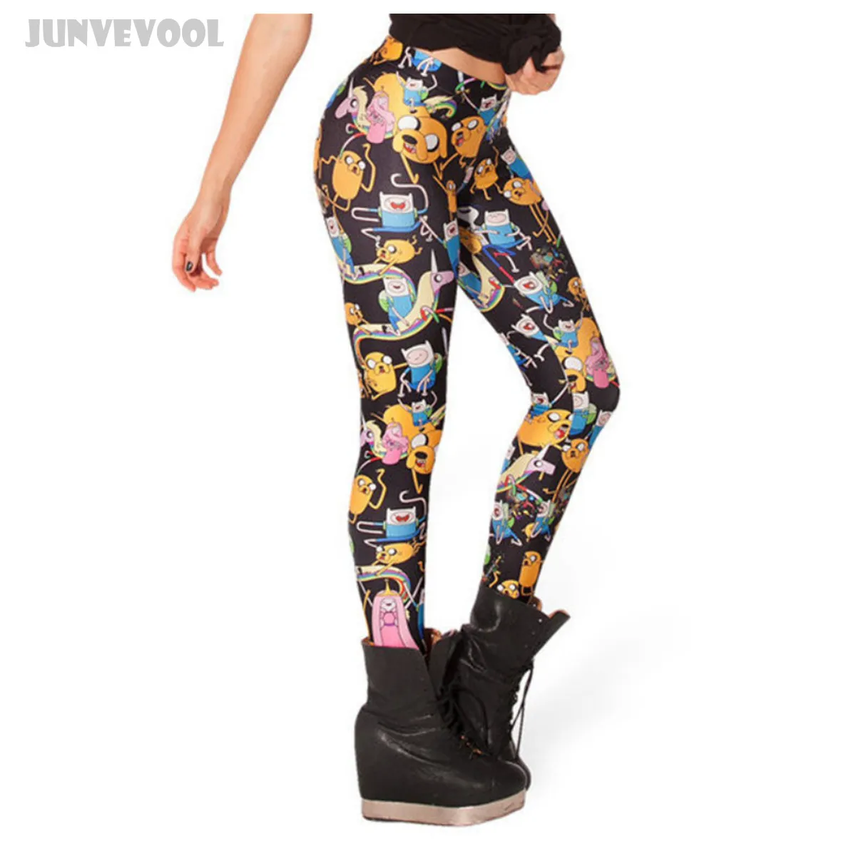 

Leggings Print Adventure Time Comic Pants Sexy Women's Skinny Colorful Print Trousers Stretchy Slim Pencil Capris Plus Size 4XL