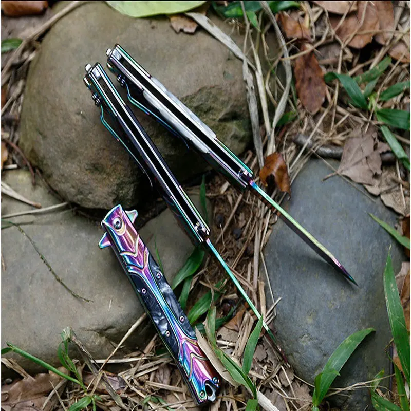 colorful titanium tactical folding knife outdoor camping hunting survival rescue edc tools (7)