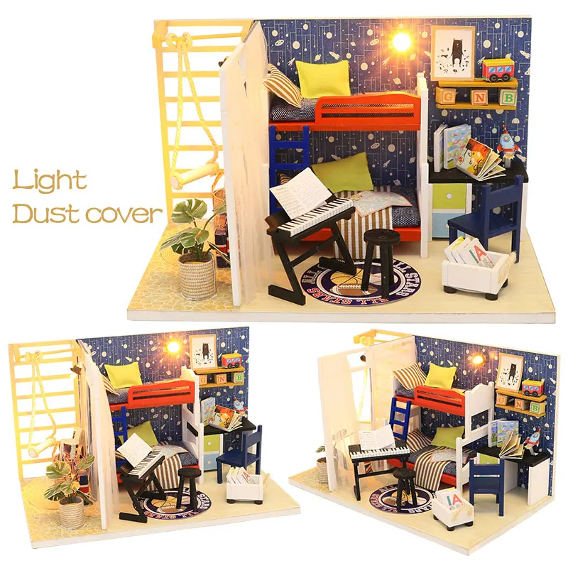 

DIY Dollhouse With Furnitures Wooden House Puzzle Assemble 3d Miniaturas Doll House Miniature Toys For Children S901