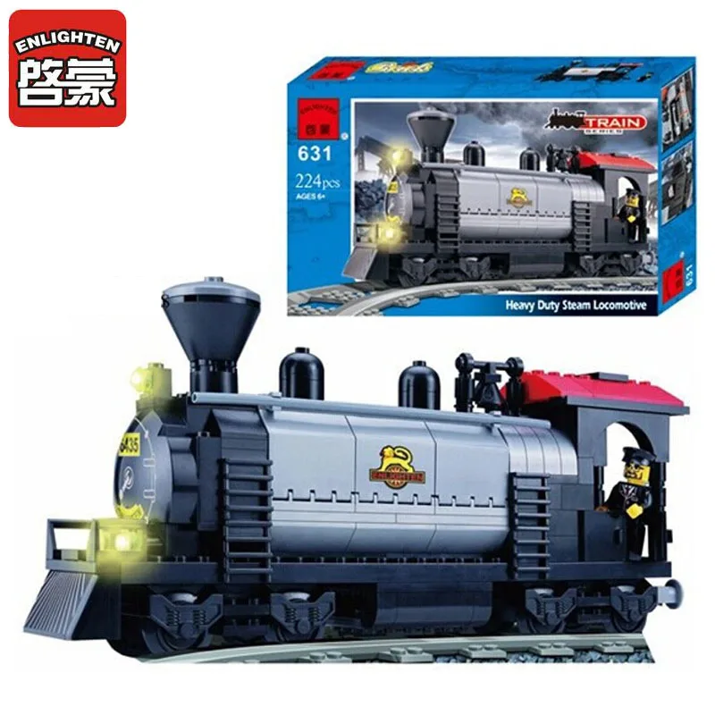 ENLIGHTEN 224pcs Train Building Block Train Station Building Block Eductional Sluban Block DIY Bricks Compatible With