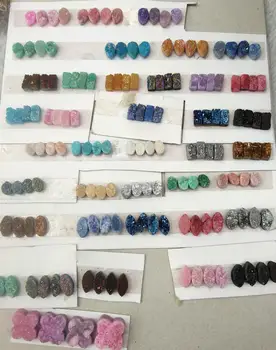 

12pcs Agate Druzy Cabochons,Agate Drusy Gemstone,Horse Eye Oval semi precious Beads 6x10mm