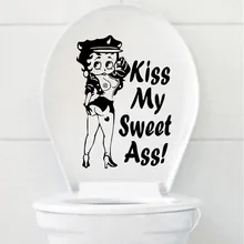 Сексуальная Бетти Буп Поцелуй Мой сладкий задница забавная Наклейка на стену туалетные аксессуары для ванной 4WS0099