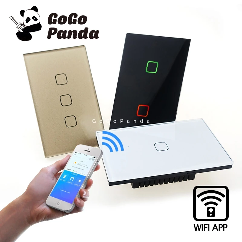 

US Wifi App Remote Control Type Wall Light Controller Smart Home Automation Touch Switch Waterproof Fireproof 1G 2G 3G