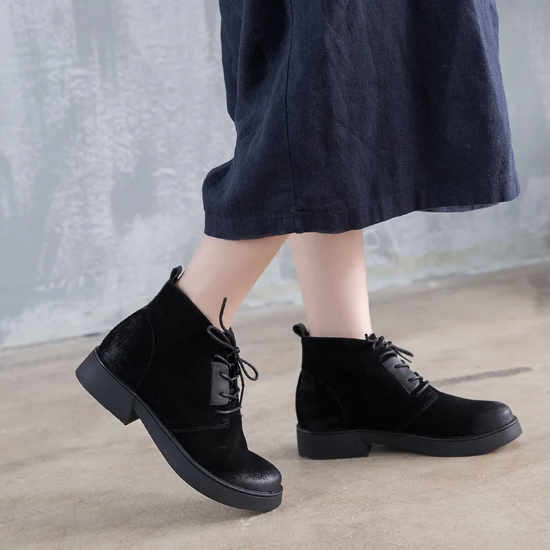 Suede Angle Boots Genuine Leather Women 2017 Fall,