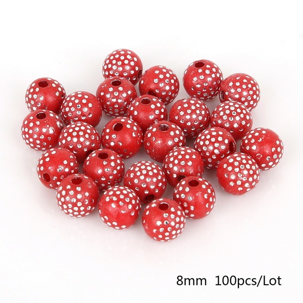 8mm Dots Print Shiny Crystal Acrylic Beads Round Loose Spacer Beads For Jewelry Making DIY Bracelet Necklace