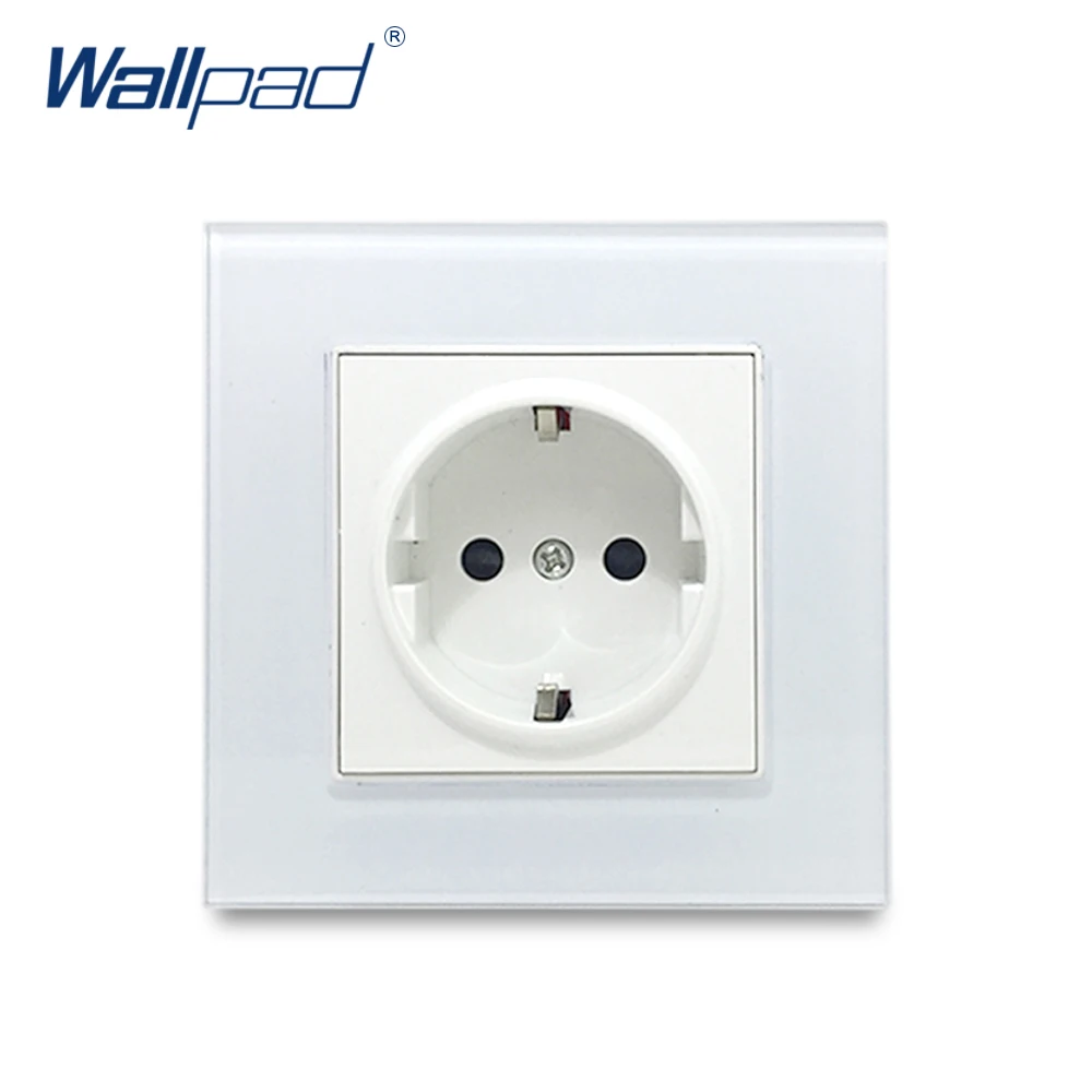 EU 2 Pin German Socket Wallpad Luxury Crystal Glass Panel Electric Wall