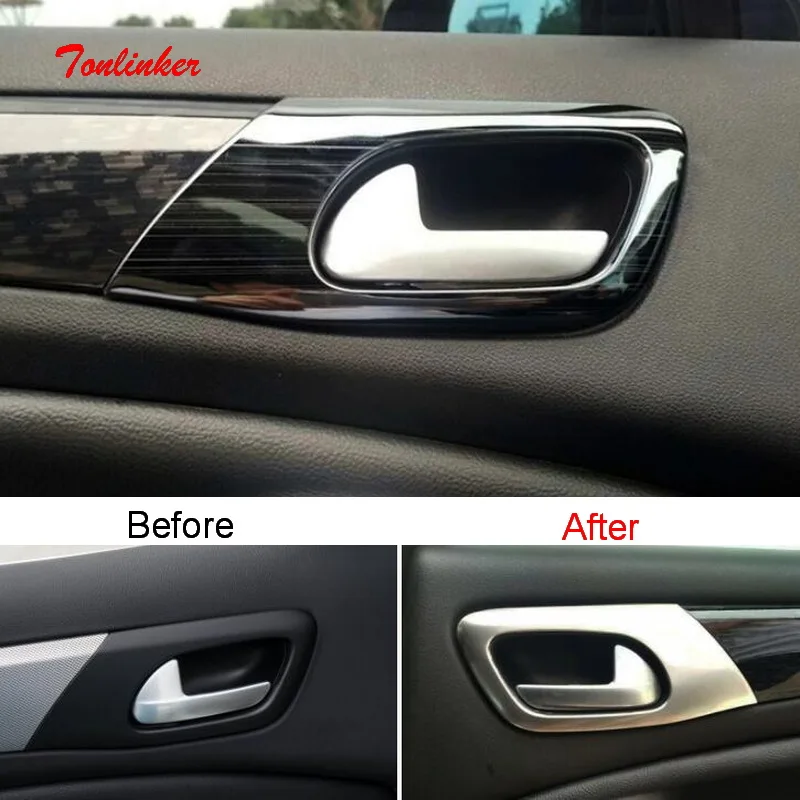 

Tonlinker Interior Car Door Handle Cover case Stickers for CITROEN C5 2010-19 Car Styling 4 PCS Stainless steel Cover stickers