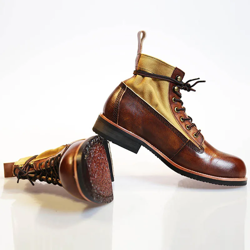 Мужские рабочие ботинки ручной работы из натуральной коровьей кожи на шнуровке в стиле ретро; парусиновые ботинки в байкерском стиле; ботинки с высоким берцем; Мужская обувь в армейском стиле