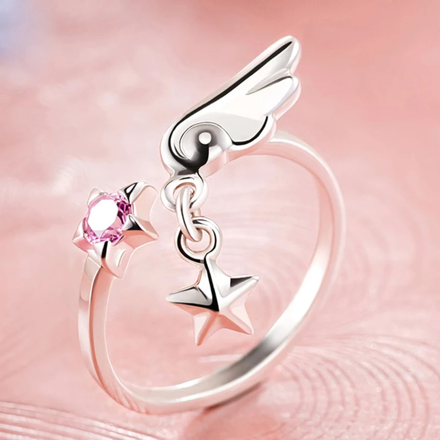 Cena Anime 925 srebrny naszyjnik cardcaptor Sakura gwiazda różdżka wisiorek naszyjnik Fine Jewelry dla walentynki Girlfiend prezent