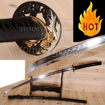 

Hand Crafted Samurai Katana Sword T10 Clay Tempered Blade Real Hamon Full Tang Sharp Blade Brass Tsuba Wooden Ox Horn Saya