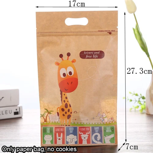 20 шт крафт-бумажный пакет для подарков еда печенье коричневый замок на молнии подарочные бумажные пакеты для свадьбы мультфильм Жираф яркие сумочки для вечеринки сувениры - Цвет: Giraffe