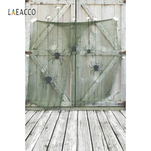 Laeacco Wooden Floor Door Spider Fishing Net Old Style Photography Background Customized Photographic Backdrops For Photo Studio