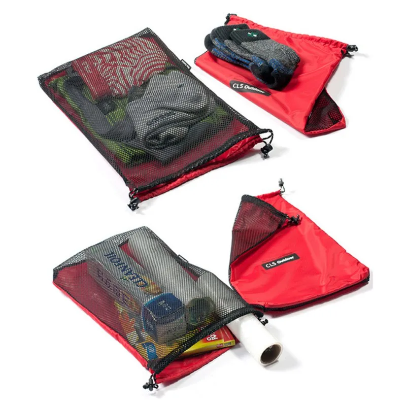  5pcs/set Outdoor Bag Ultralight Mesh Stuff Sack Camping Sports Drawstring Storage Bag Hiking Travel - 32950278093