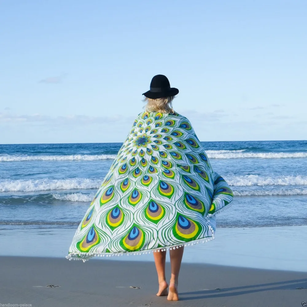

150cm Diameter Round Beach Towel Summer Large Chiffon Flowers Printed Round Beach Towel Circle Beach Towel Swimming Towels