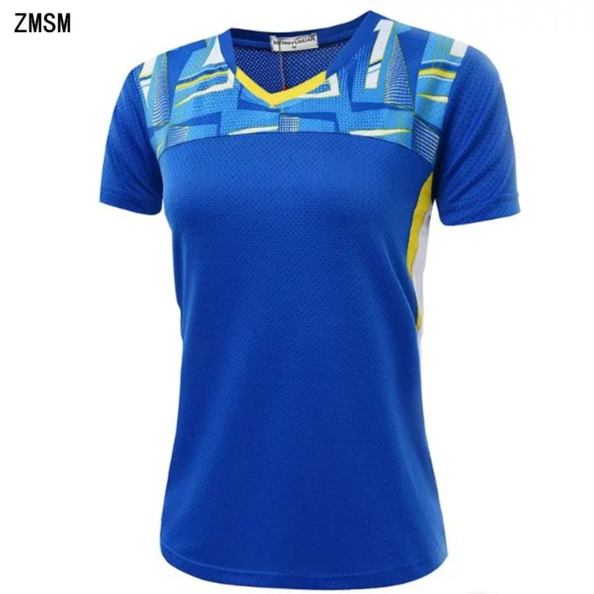ZMSM, женские теннисные рубашки, дышащие, быстросохнущие, с v-образным вырезом, спортивные, для улицы, рубашки, высокое качество, одежда для бадминтона, настольного тенниса, NM052