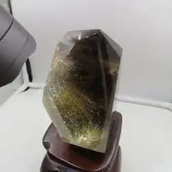 Фантастический! 1,36 кг Новый АААА натуральный Золотой Рутиловый кристалл кварца палочка Полный волос кварц внутри "цветок форма" Рейки