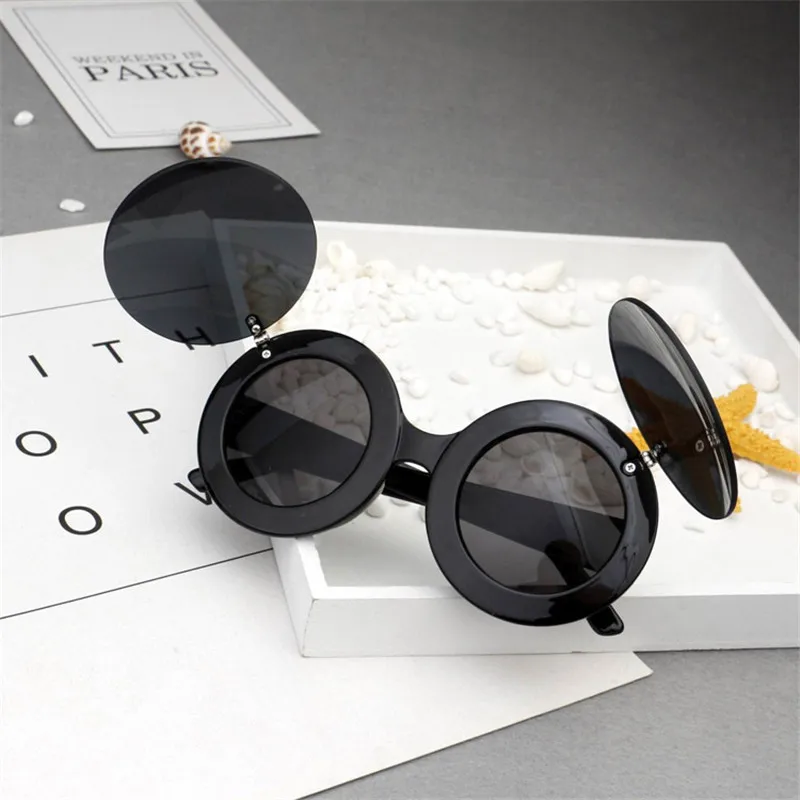 Kids Flip Up Round Sunglasses Children Boys Girls round Eyewear Goggles