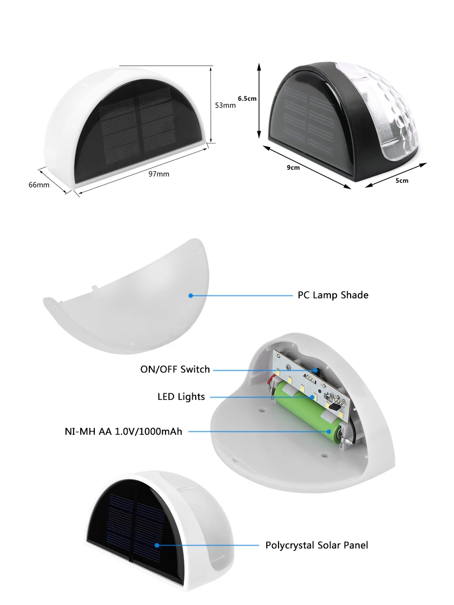 Светодиодный светильник на солнечной батарее, водонепроницаемый светильник на солнечной батарее, настенный светильник с датчиком, 6 светодиодный s, Автоматическое включение/выключение, уличный садовый светильник для патио, забор