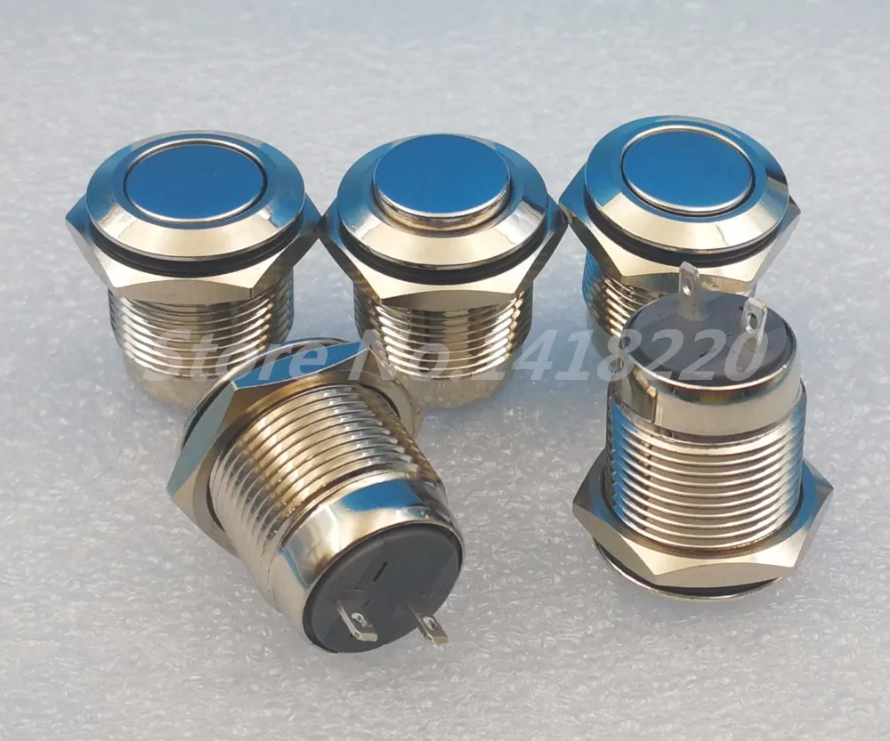 

Free shipping 10Pcs 16mm Metal 1NO 2Pin ON-OFF Self-locking Push button Switch High Round Head 2A/250VAC
