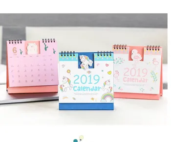 

Ne2019 Cute Unicorn Flamingo Pig Laser Mini Table Desktop Calendar Agenda Organizer Daily Schedule Planner
