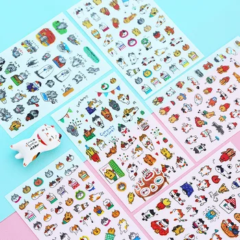 

6 Pcs/pack The Cat of Daily Stickers Scrapbooking Album Diary Stick Label Decor Stationery Stickers