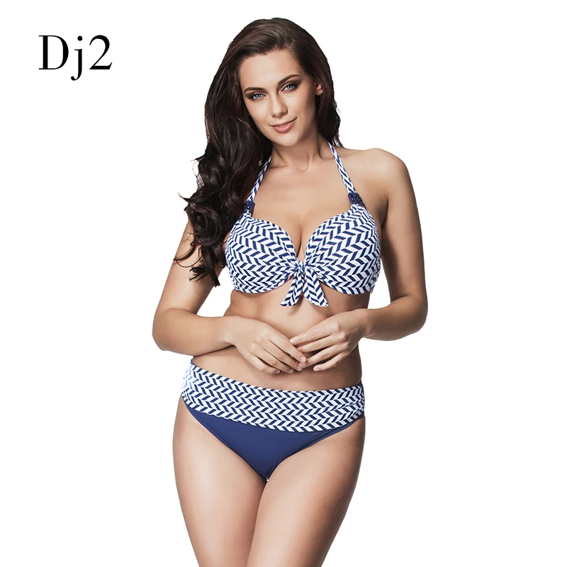 

High-end Bikini Set Push Up Swimwear Women 2017 High Waisted Swimsuits Sexy Halter Strappy Bathing Suit Beachwear Plus Size 6XL