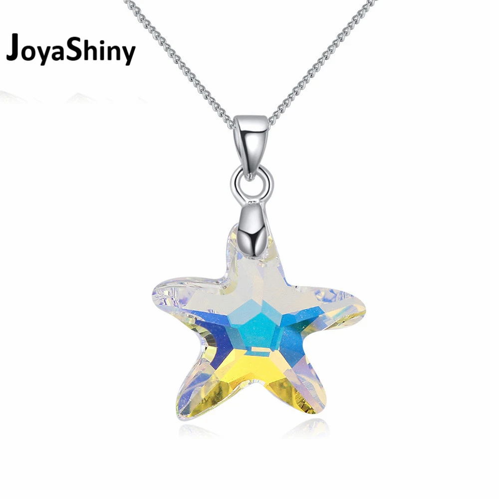 Joyashiny, кристаллы от Swarovski-Element, подвеска в виде морской звезды, ожерелье на цепочке с родиевым покрытием для женщин, ювелирные изделия, 4 цвета