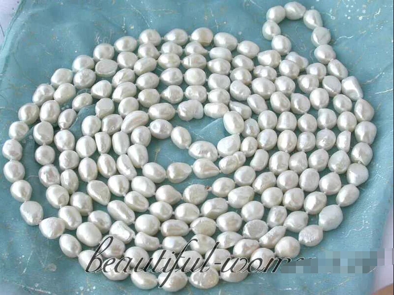 

FREE SHIPPING z2677 long 100" 15mm baroque white freshwater pearl necklace