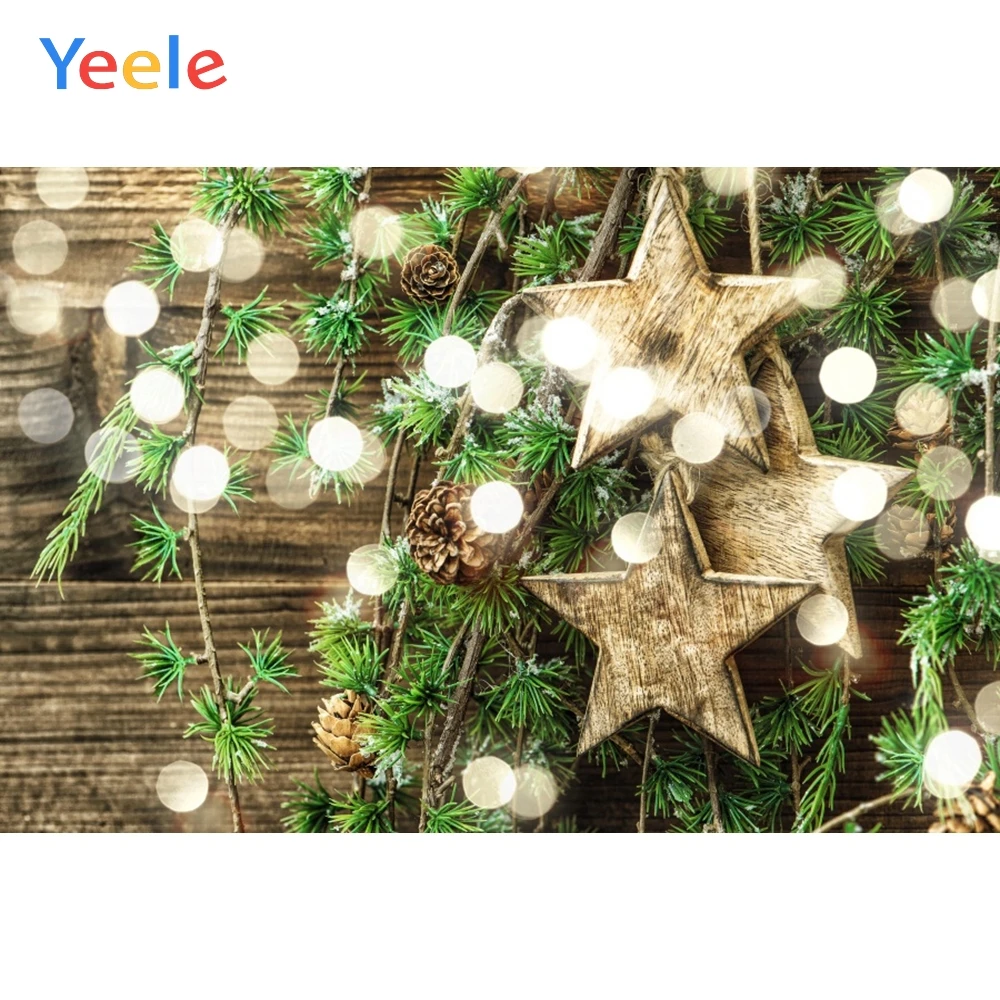

Yeele Christmas Photocall Wood Decor Bokeh Lights Photography Backdrops Personalized Photographic Backgrounds For Photo Studio