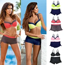 Модный повседневный тонкий Однотонный женский комплект бикини с пуш-ап подкладкой, купальный костюм, купальный костюм, пляжная одежда, летняя одежда для девочек